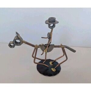 Horseback Man Collectible Handmade Metal Art Figurine Desk Accessories Trophy